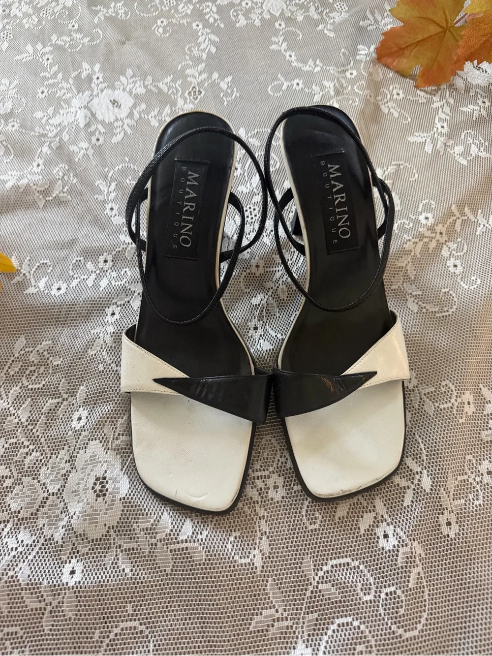 Two-Tone Black & White Slingback Heels